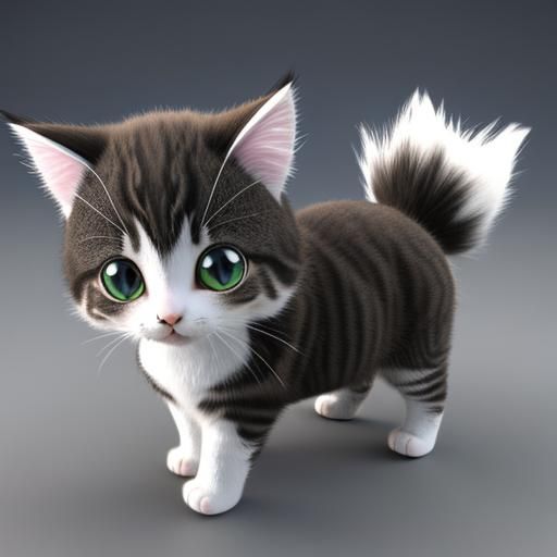 Kawaii 3D Cartoon: Adorable Kitty