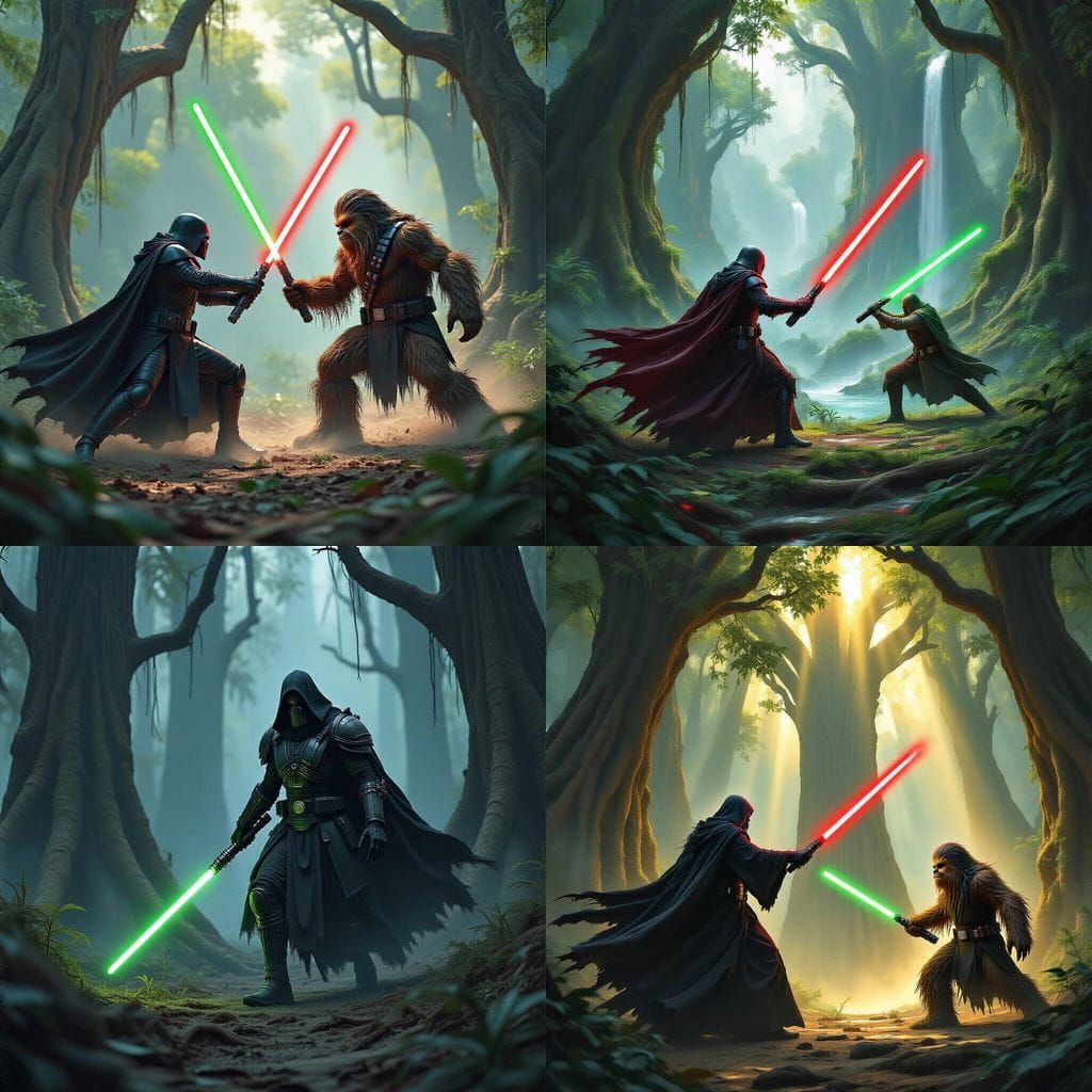 Sith Lord Attacks Jedi Wookiee on Kashyyyk