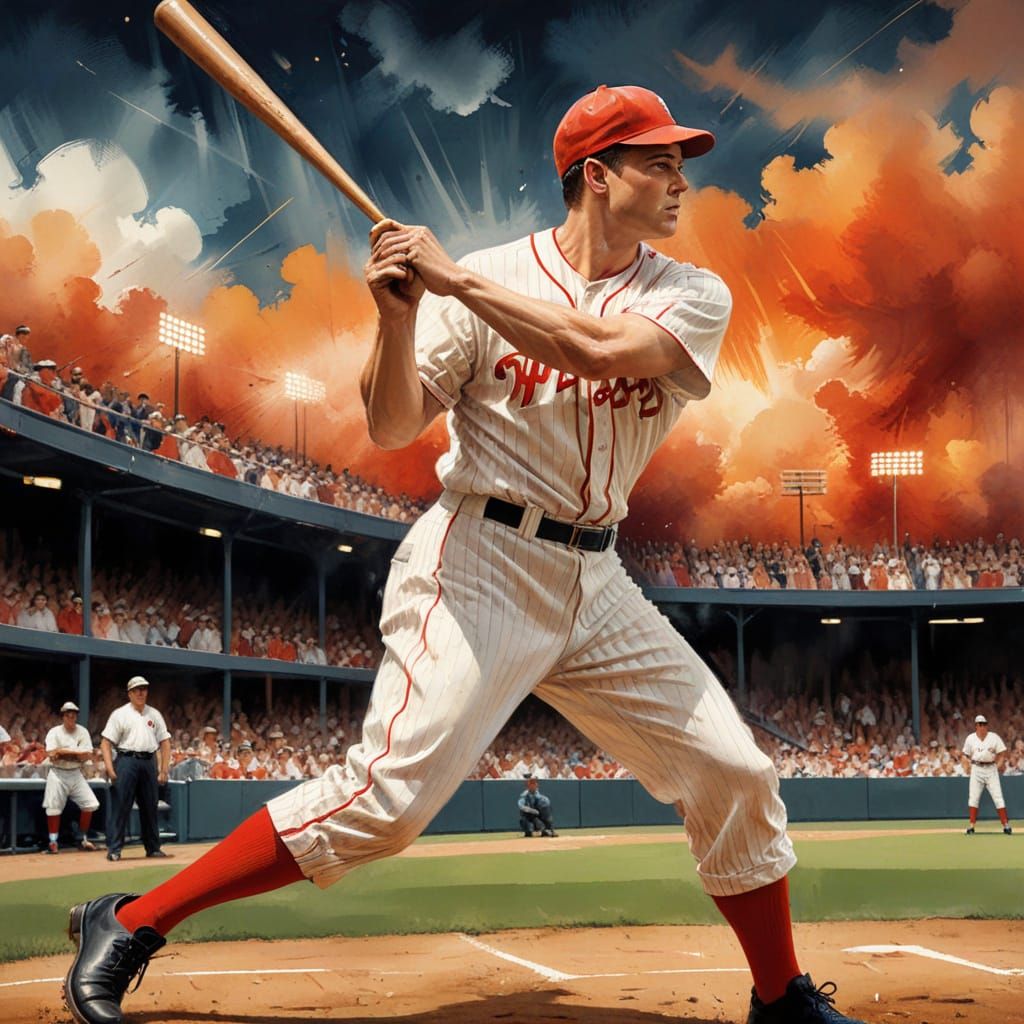1920s Baseball Player in Vintage Movie Poster Style