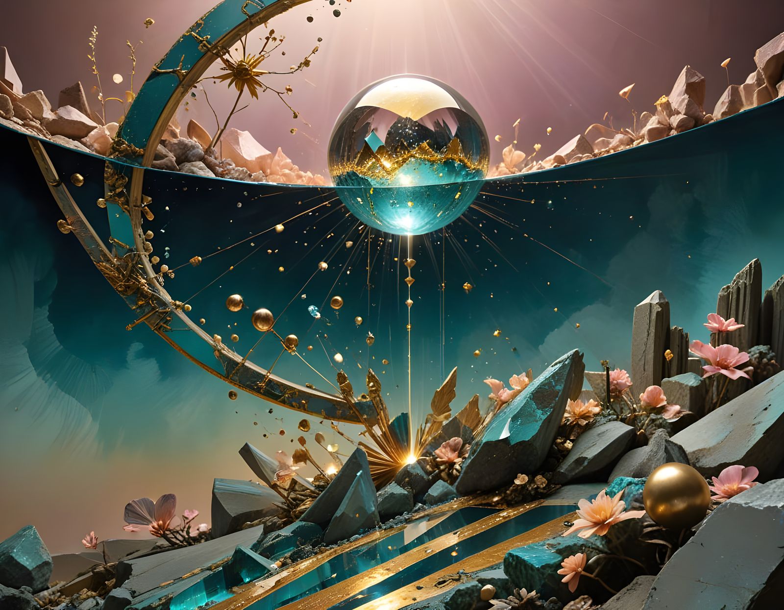 Geometry Allegory with Gemstone Landscape