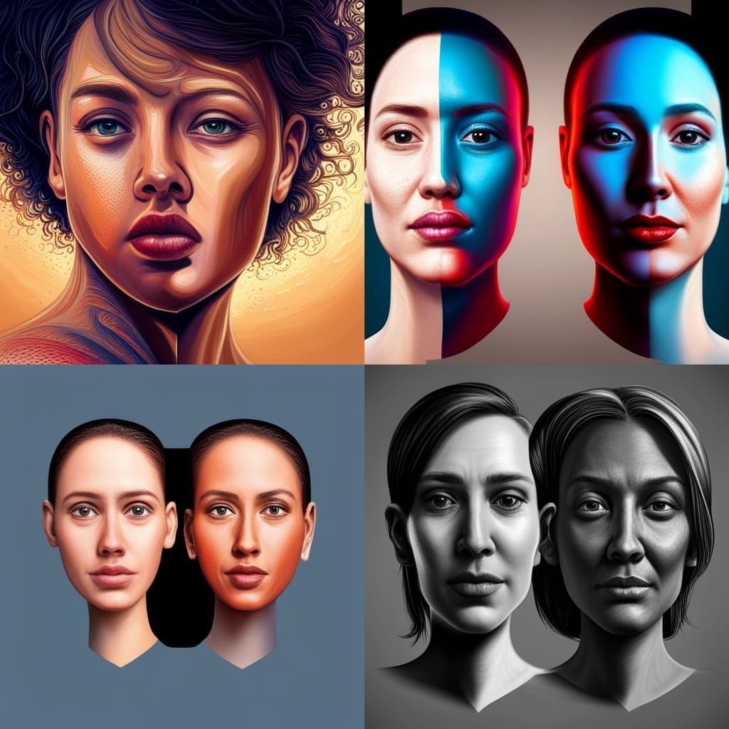 Two-Faced Woman: Happy and Sad in Splash Art