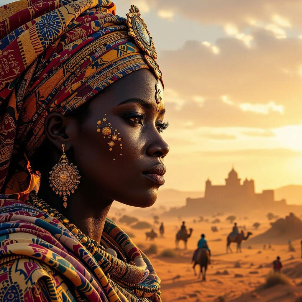 Ancient African Empire Landscape in Warm Earth Tones