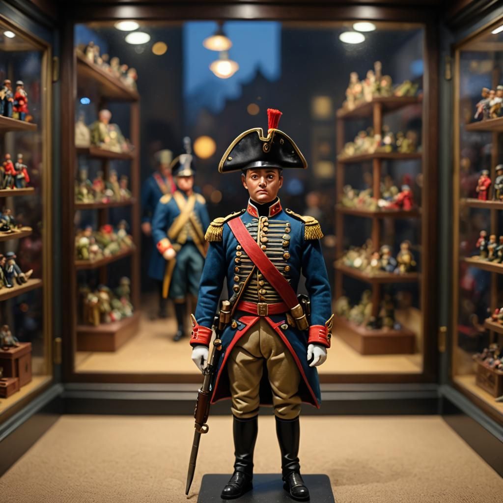 Revolutionary War Toy Soldier in Display Case