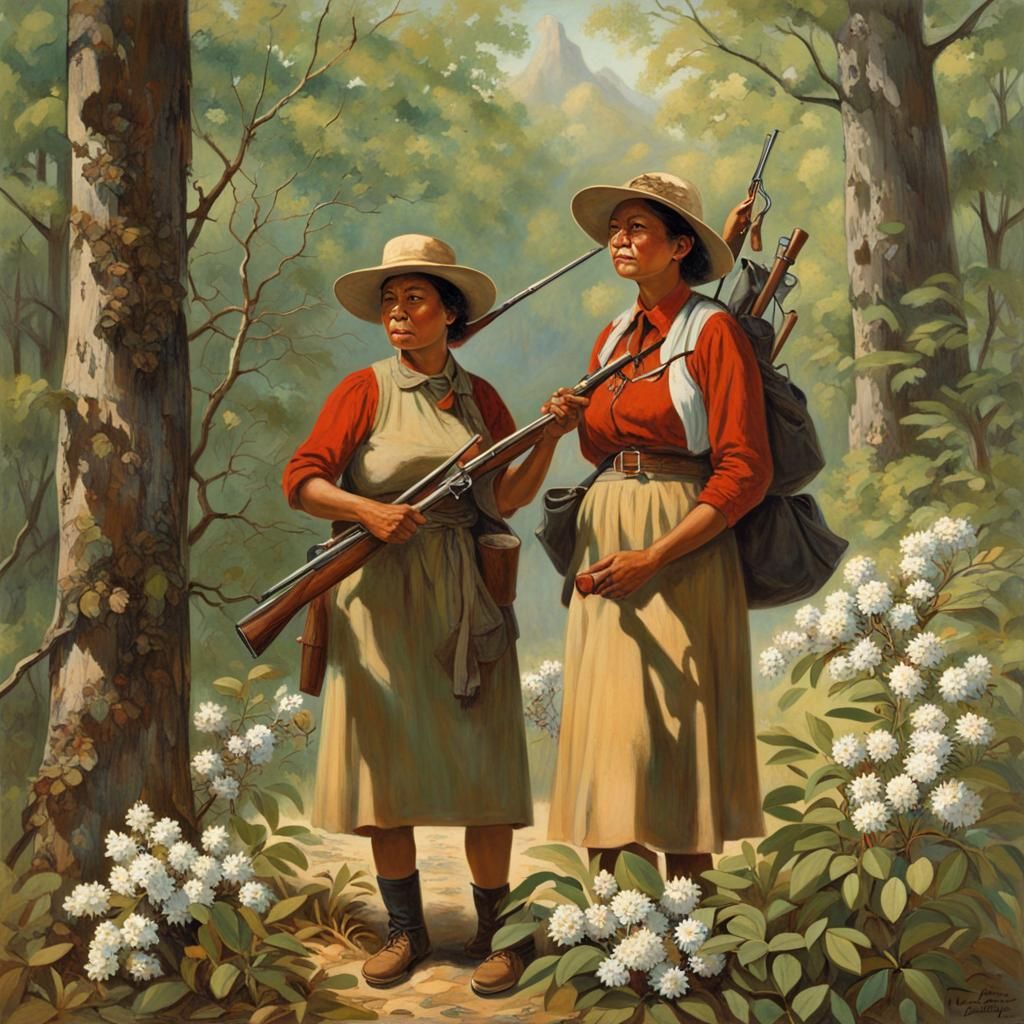 Cherokee Women on Trail of Tears, Rockwell-esque