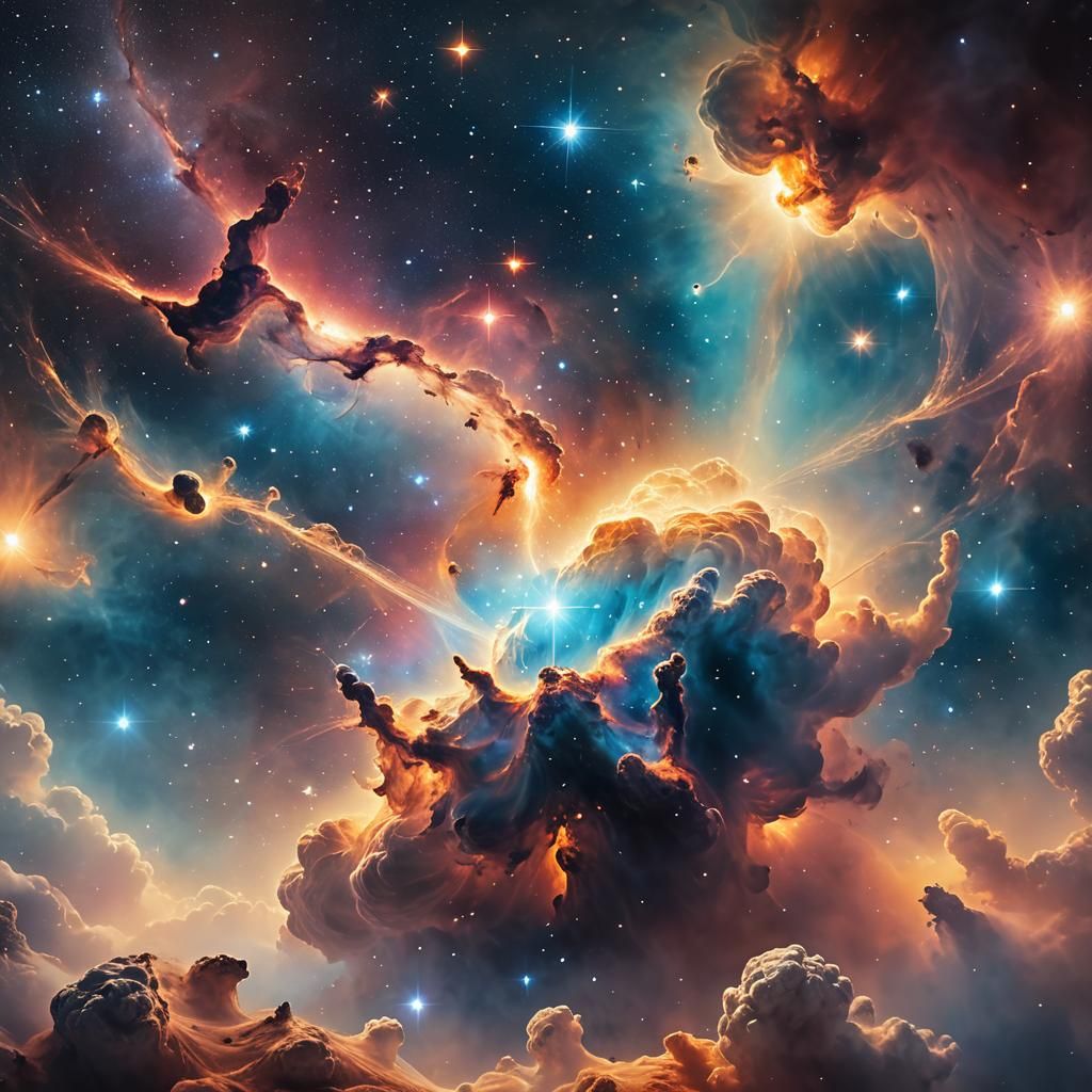 Glowing Nebula Cosmic Landscape Macro Photography