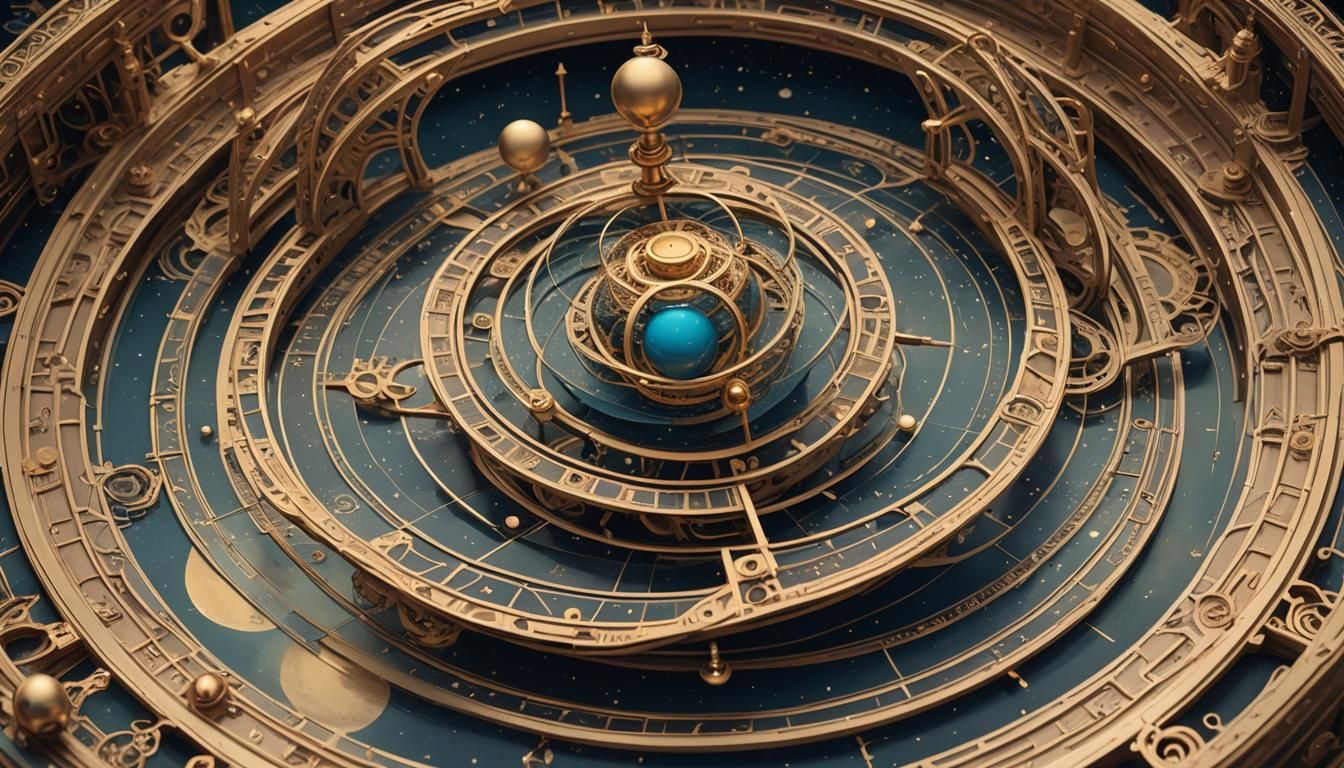 Intricate Pop-Up Orrery in Digital Matte Painting