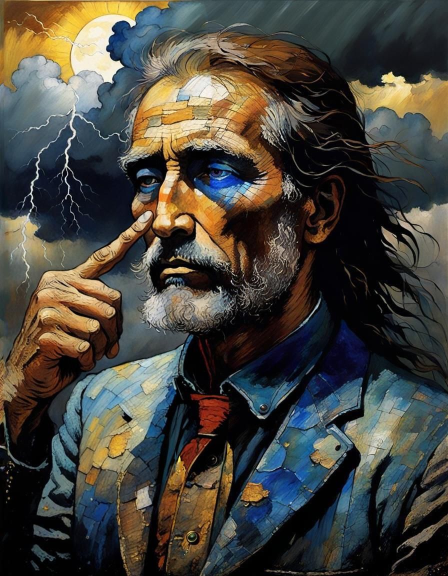 Surreal Countryside Landscape in Textured Impasto Style