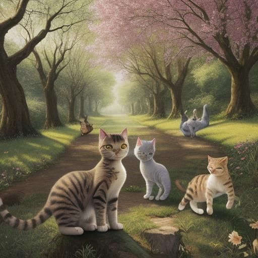 Cats in Beautiful Natural Scenery