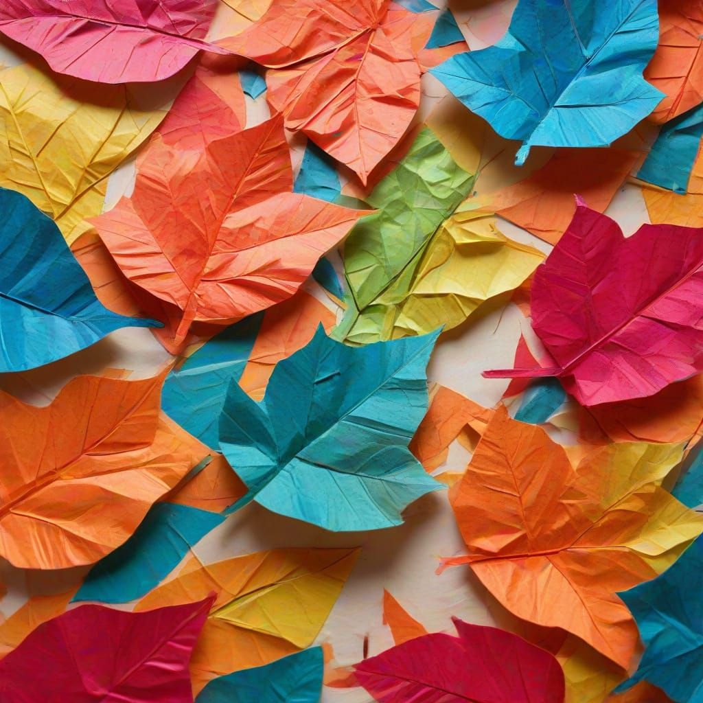 Abstract Cubism: Multicolored Geometric Leaf Suncatchers