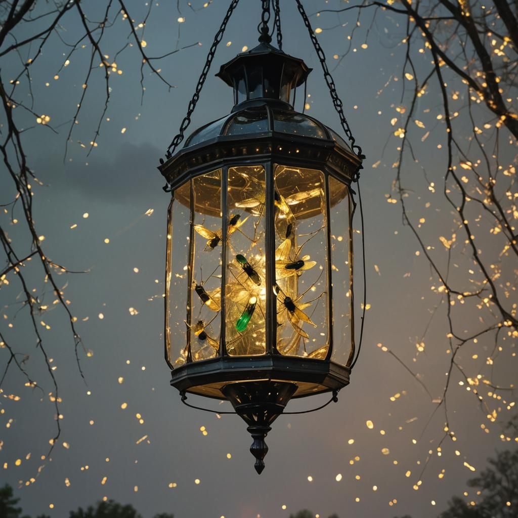 Fireflies in Crystal Lantern: Glasscore Splash Art