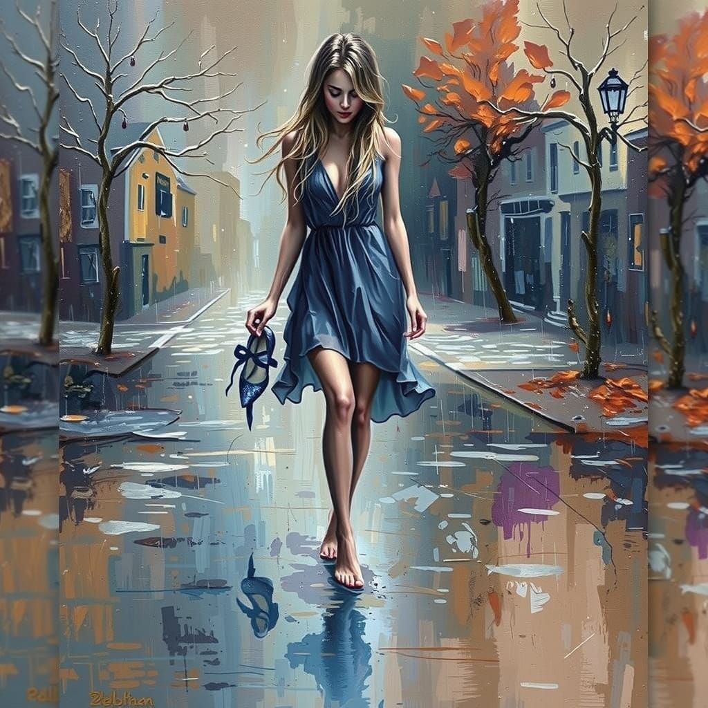 A hyper-realistic impressionist oil painting of a graceful, ...