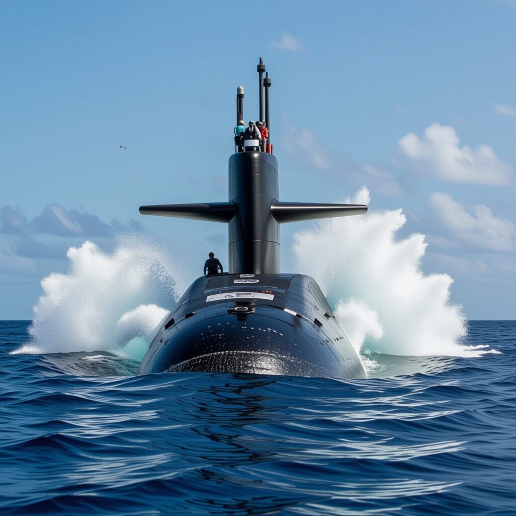 Los Angeles Class Submarine Breaching Ocean Surface
