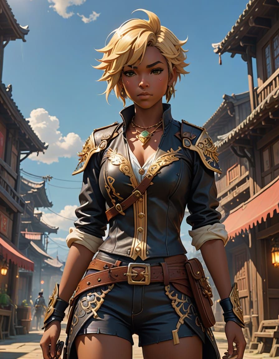 Vibrant Gunslinger Anime Concept Art