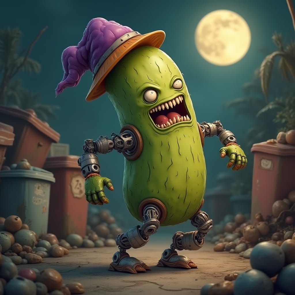 Zombie Pickle in a Cyberpunk Junkyard