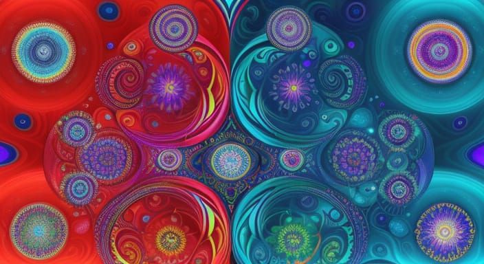 Kaleidoscopic Garden River as Vibrant Oil Painting