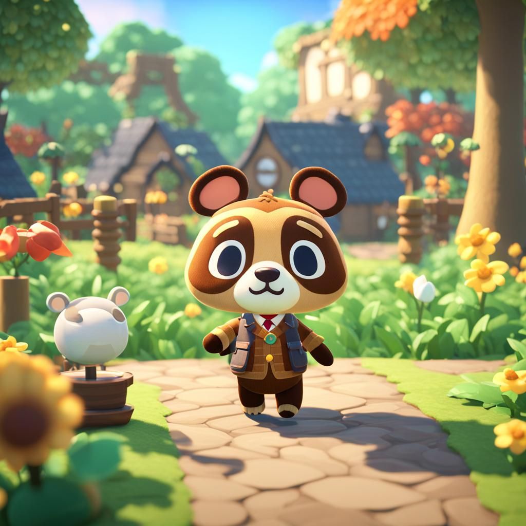Tom Nook in 3D Game Cinematic Style