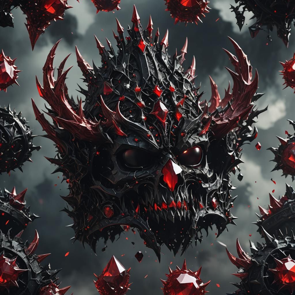 Demonic Black and Red Crystal Crown