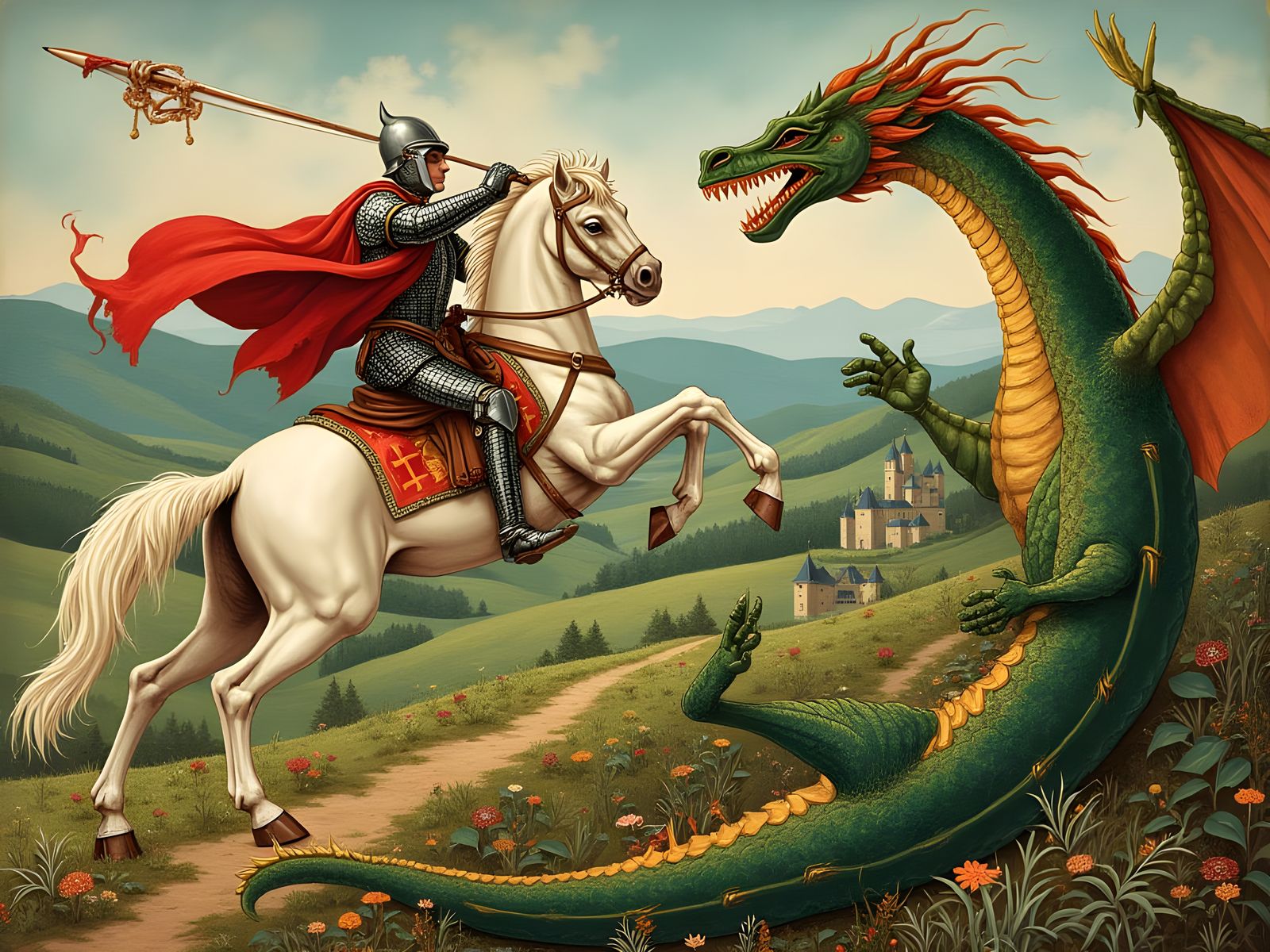 St. George and the Dragon Tapestry Illustration