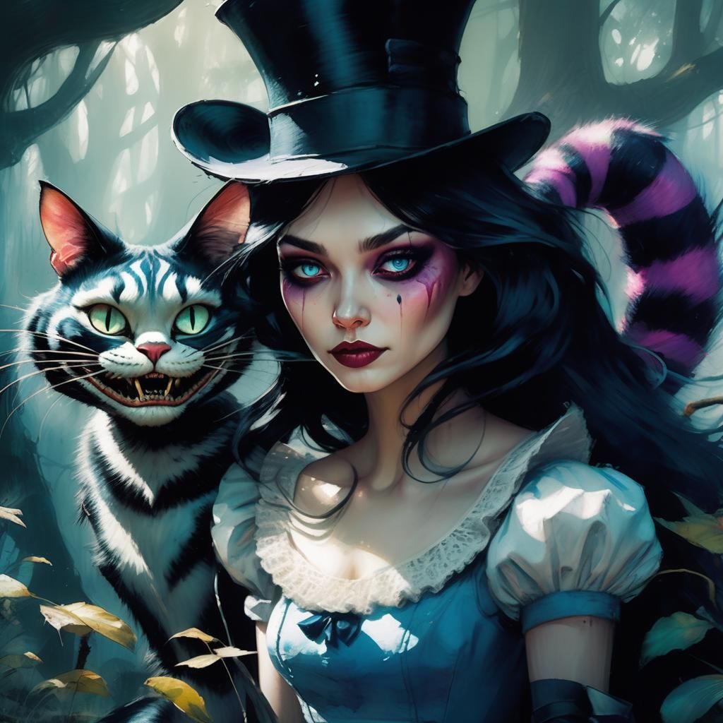 Dark Alice in Wonderland Illustration