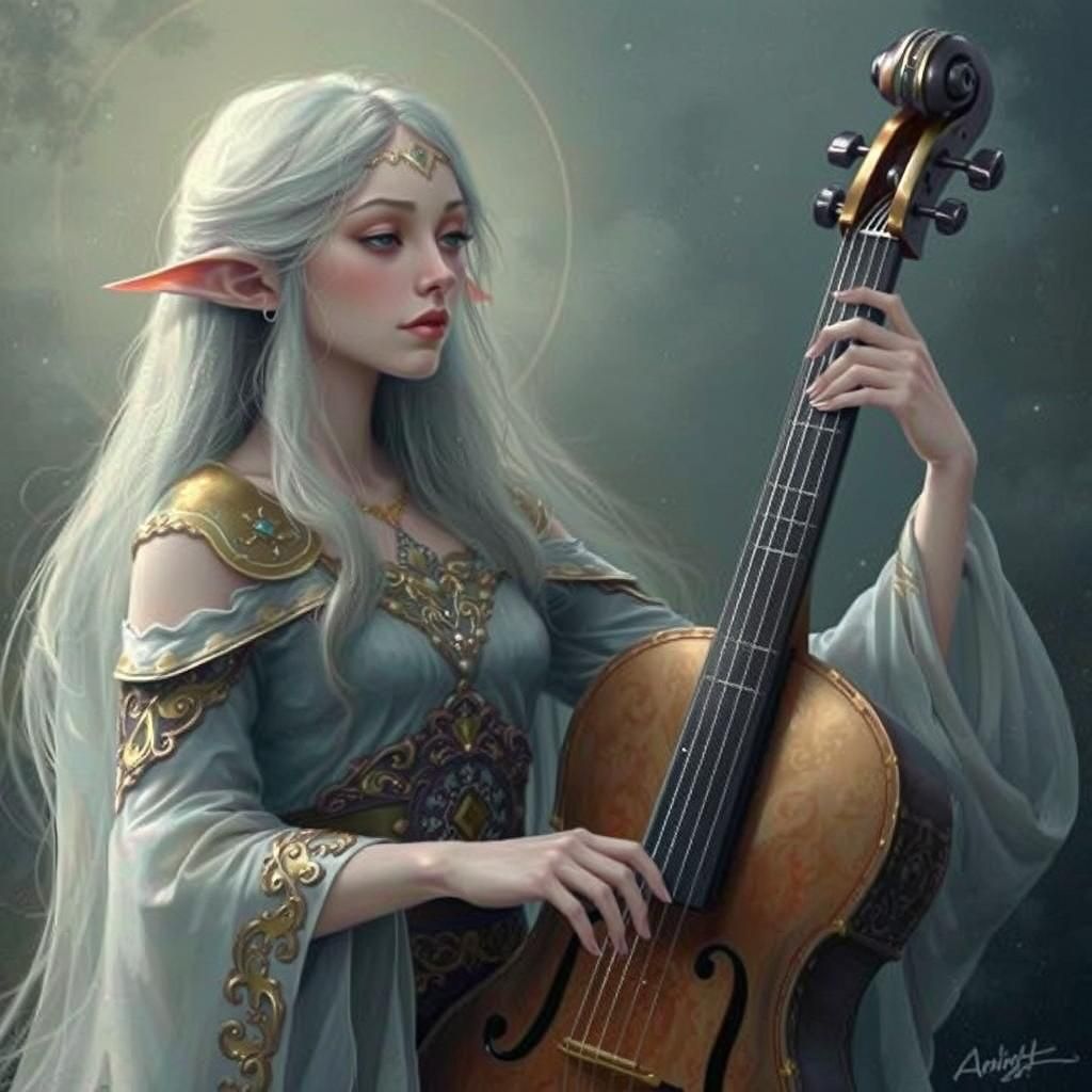 rpg character ethereal mystic elven bard, delicate features,...