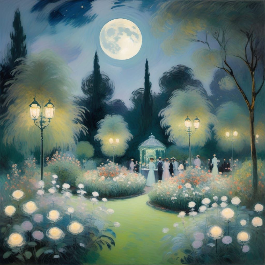 Monet-Inspired Moonlit Garden Party: Impressionist Dreamscap...