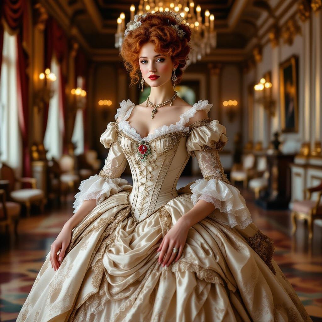 Woman in Lavish Gown, Tissot Style