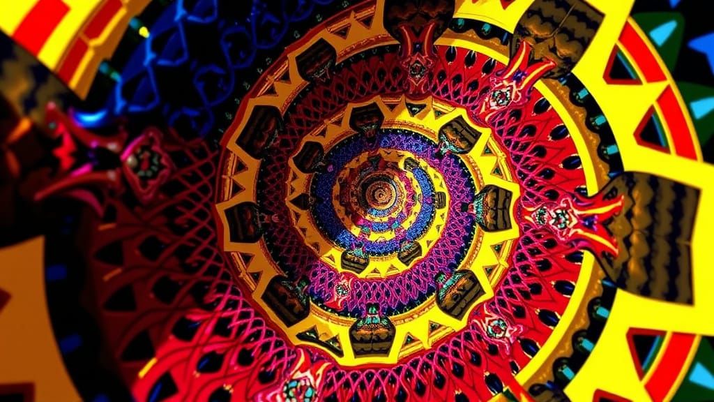 Hypnotic Quaternion Fractal in Neo-Plasticist Style