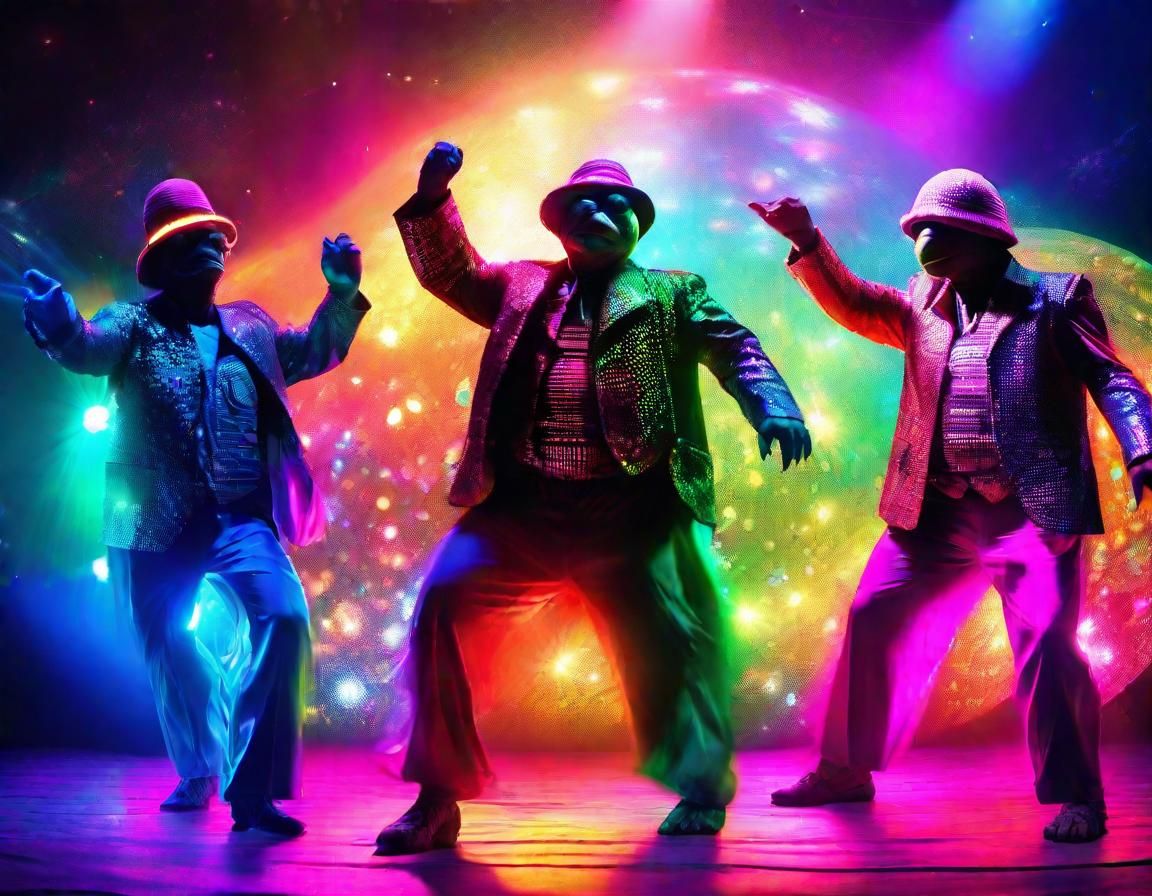 Turtles' Disco Party in 1970s Animation Style