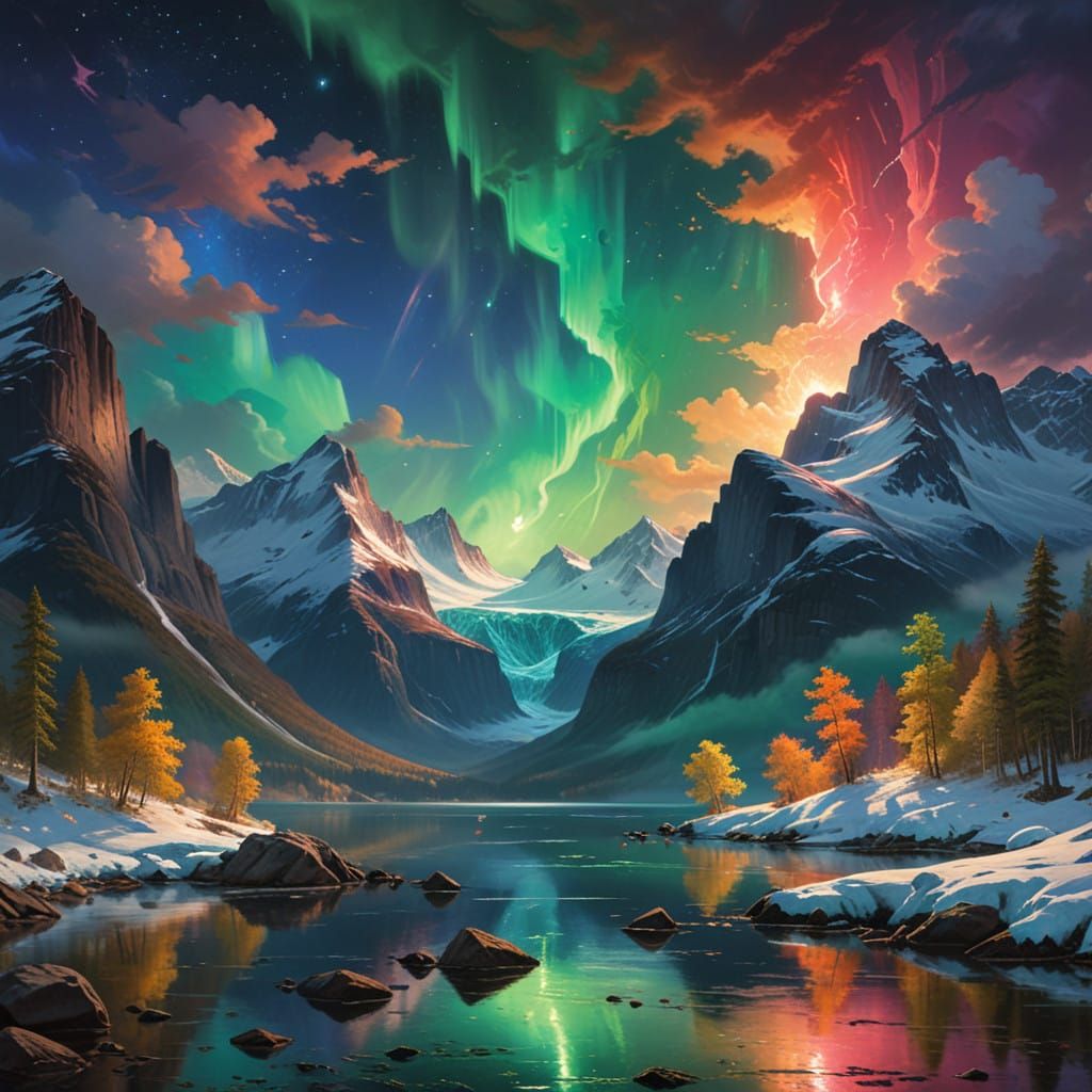 Majestic Norwegian Fjord Landscape in Ethereal Hues