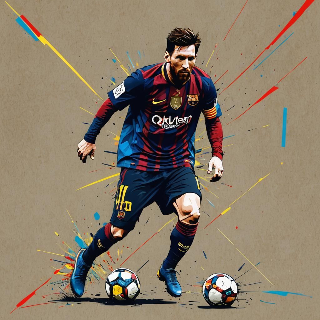 Messi Pop Art Screen Print in Bauhaus Style