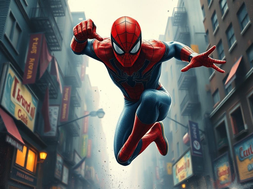 Ultra Realistic Spiderman in Dark Fantasy Watercolor