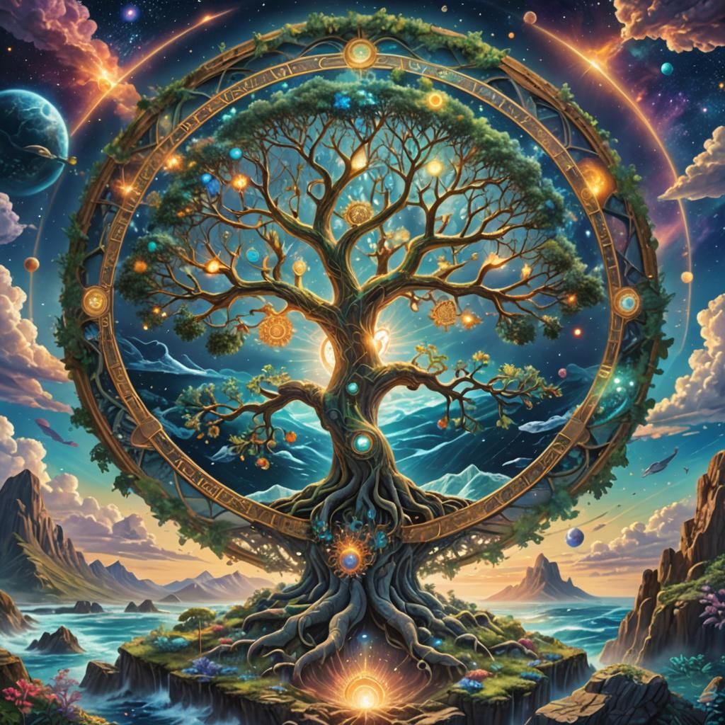 Tree of Life Reborn: Astral Cosmic Illustration