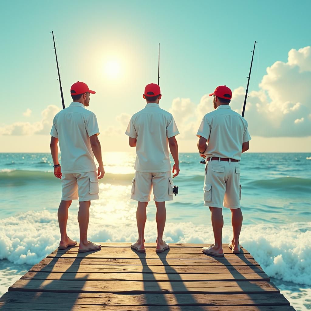 Fishermen on Pier in Dreamlike Digital Art