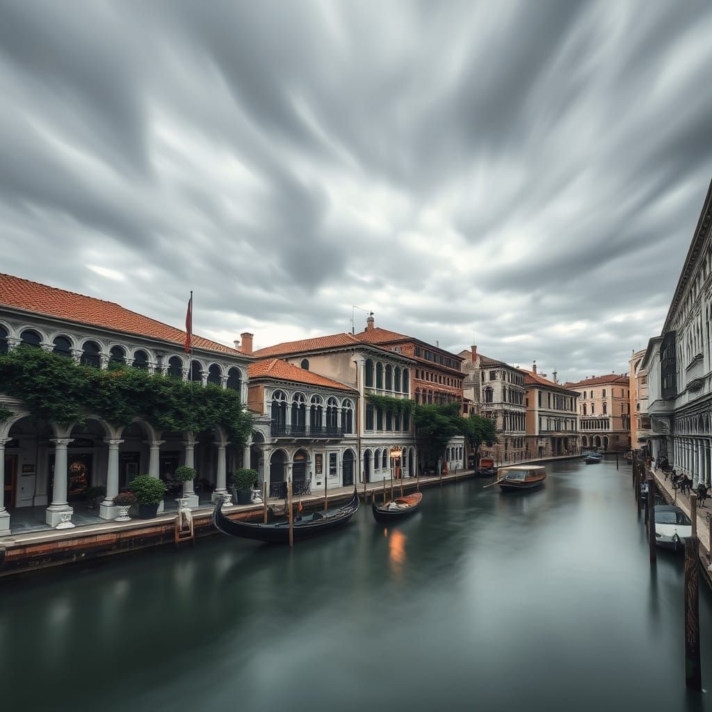 Venice Canal in Black and White Photography
