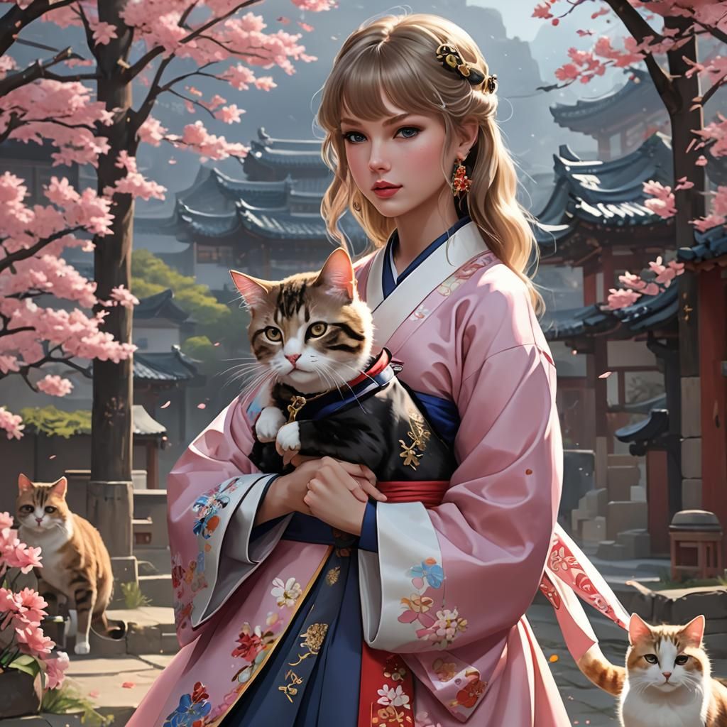 Taylor Swift in Hanbok: 3D Anime Art