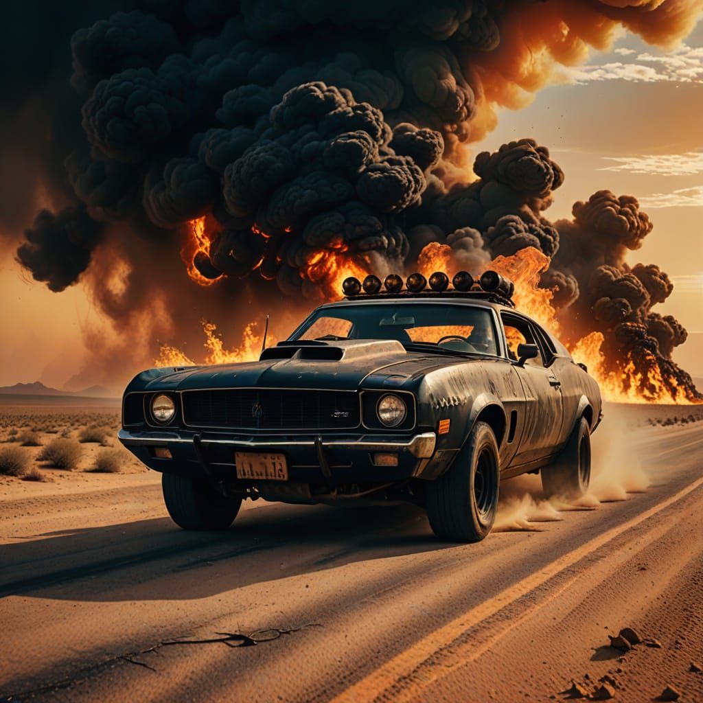 Post-Apocalyptic V8 Interceptor on Desert Highway