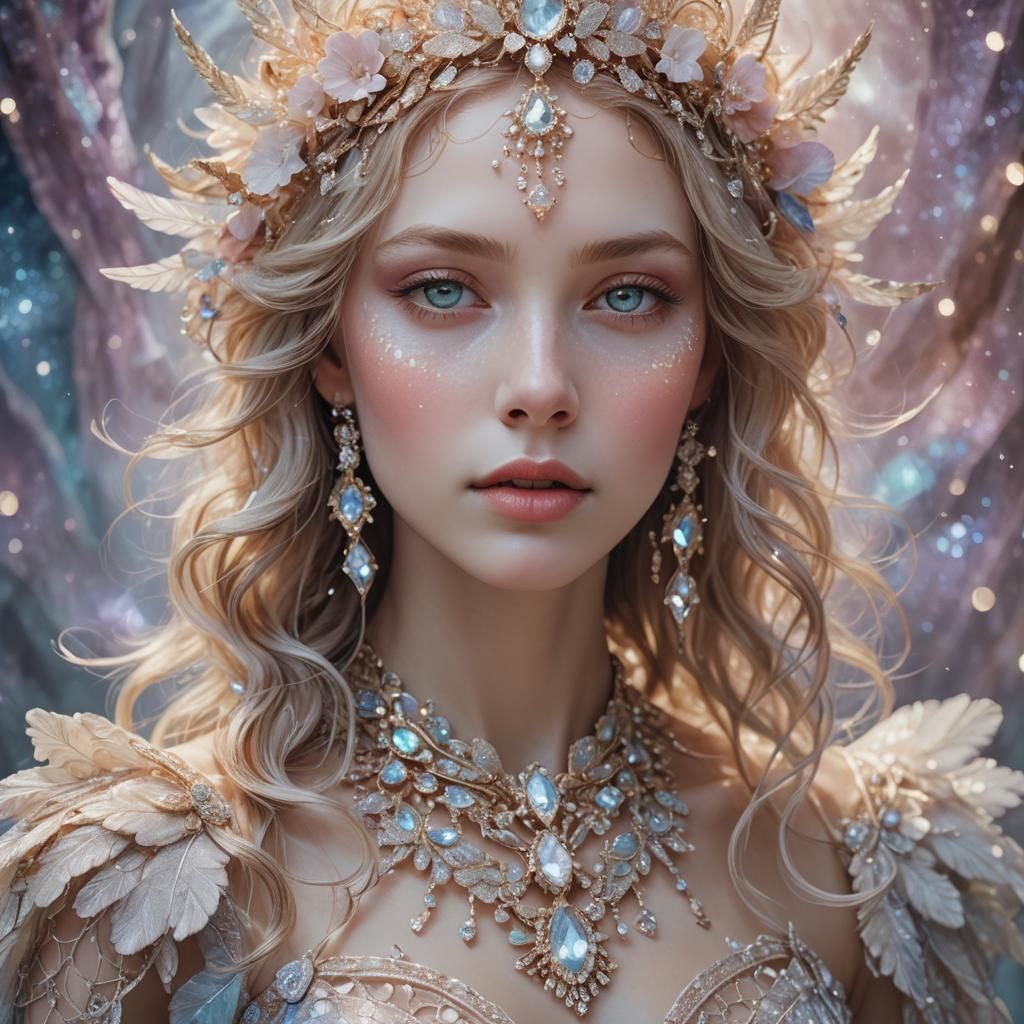 Andromeda Goddess Portrait in Lace and Diamonds