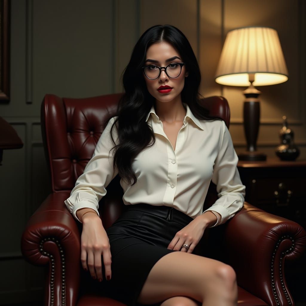 Seductive Businesswoman Portrait in Dreamlike Style