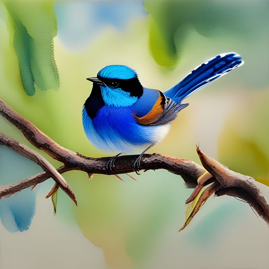 Splendid Fairy-wren in Impasto Gouache Style