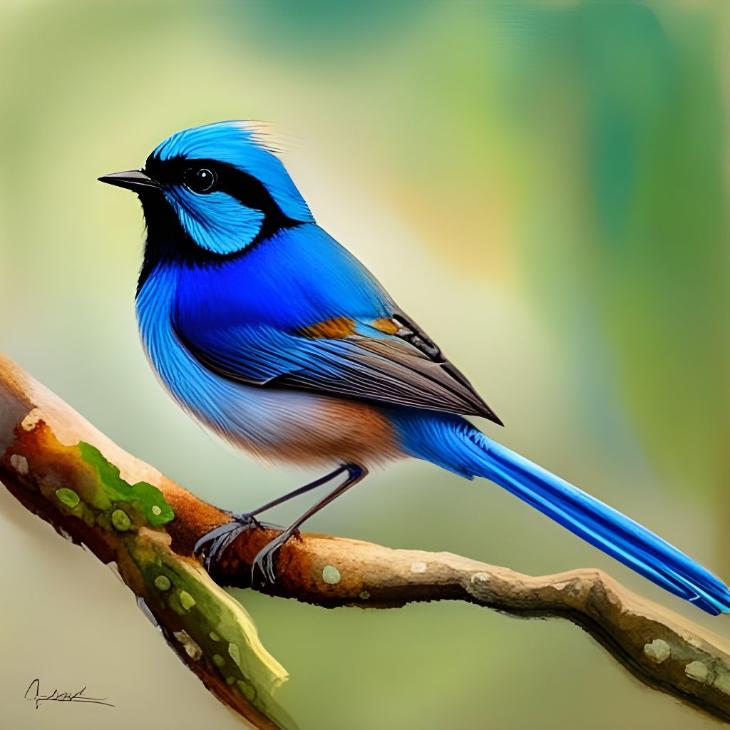 Splendid Fairy-wren in Impasto Gouache Style