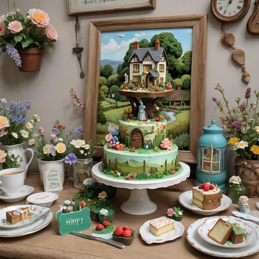 Birthday Cake Diorama in Acrylic Resin Art