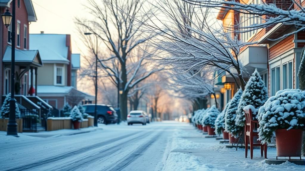 Snowy Pastel Suburb Street in Stop Motion