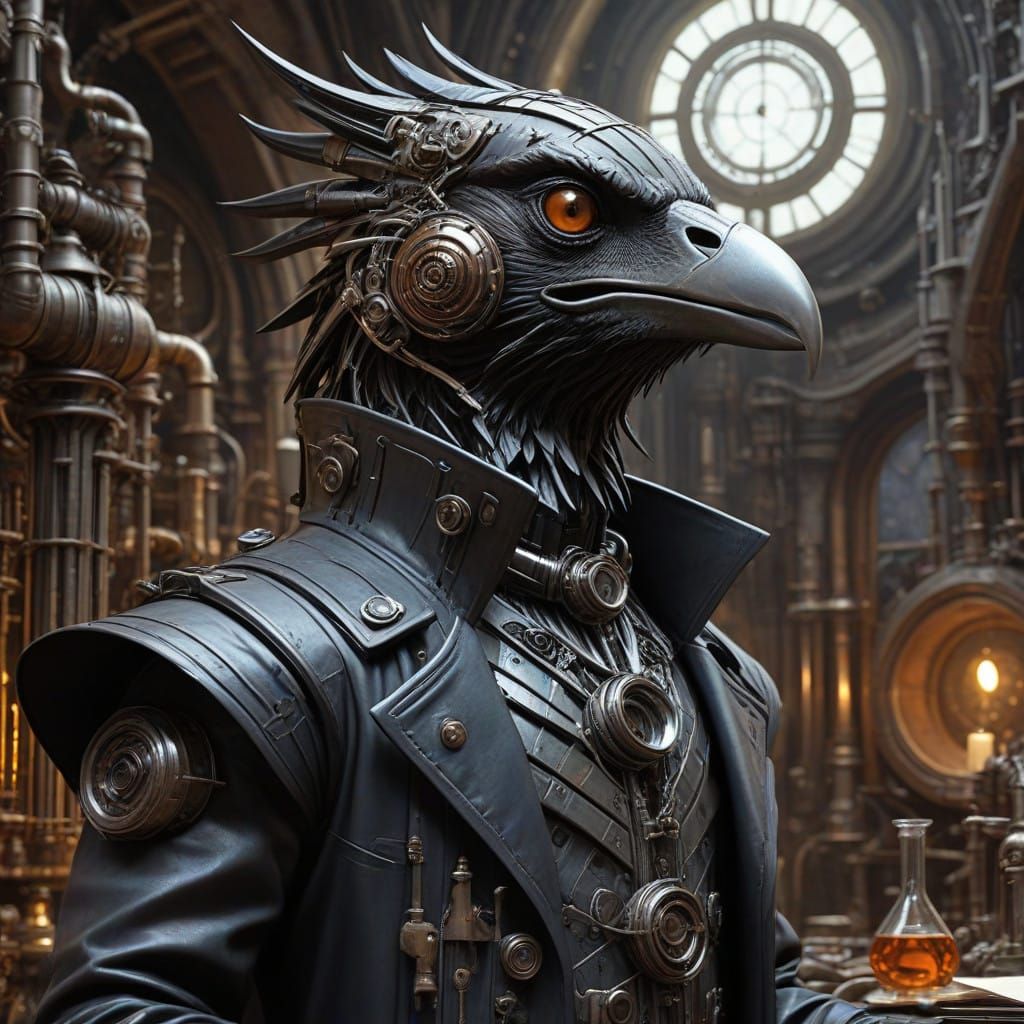 Eccentric Alchemist in a Whimsical Steampunk Laboratory