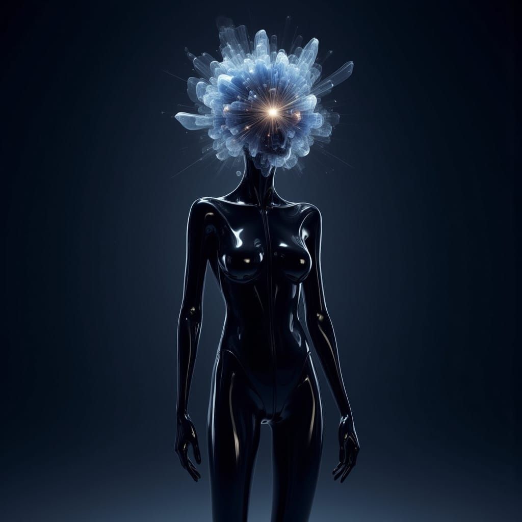 Futuristic Post-Human with Crystalline Brain Interface
