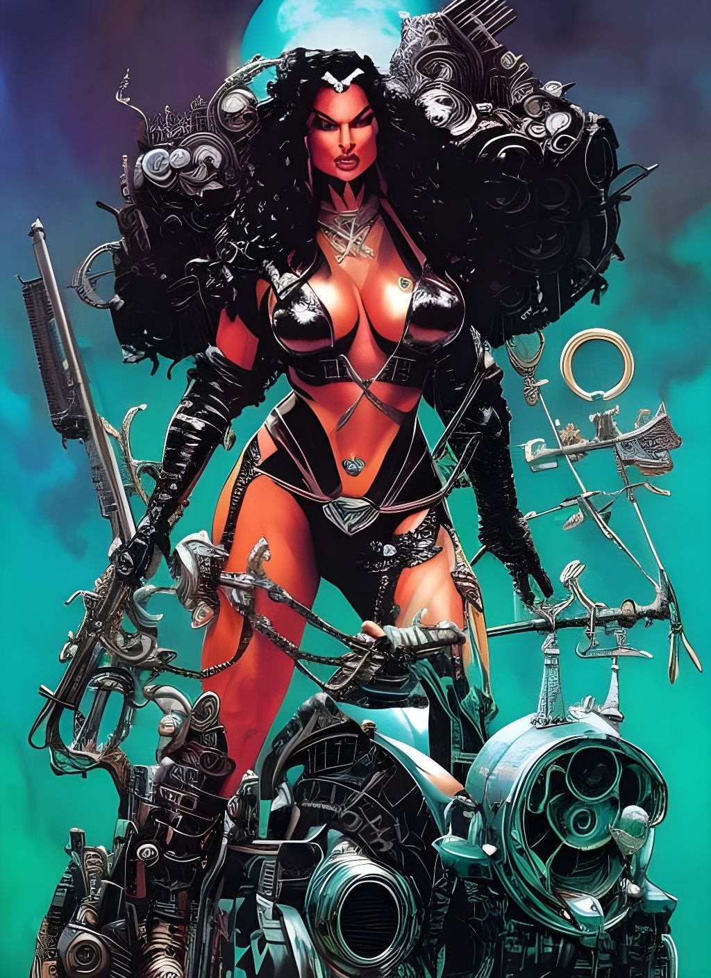 Dynamic Woman in Watercolor Splash Art