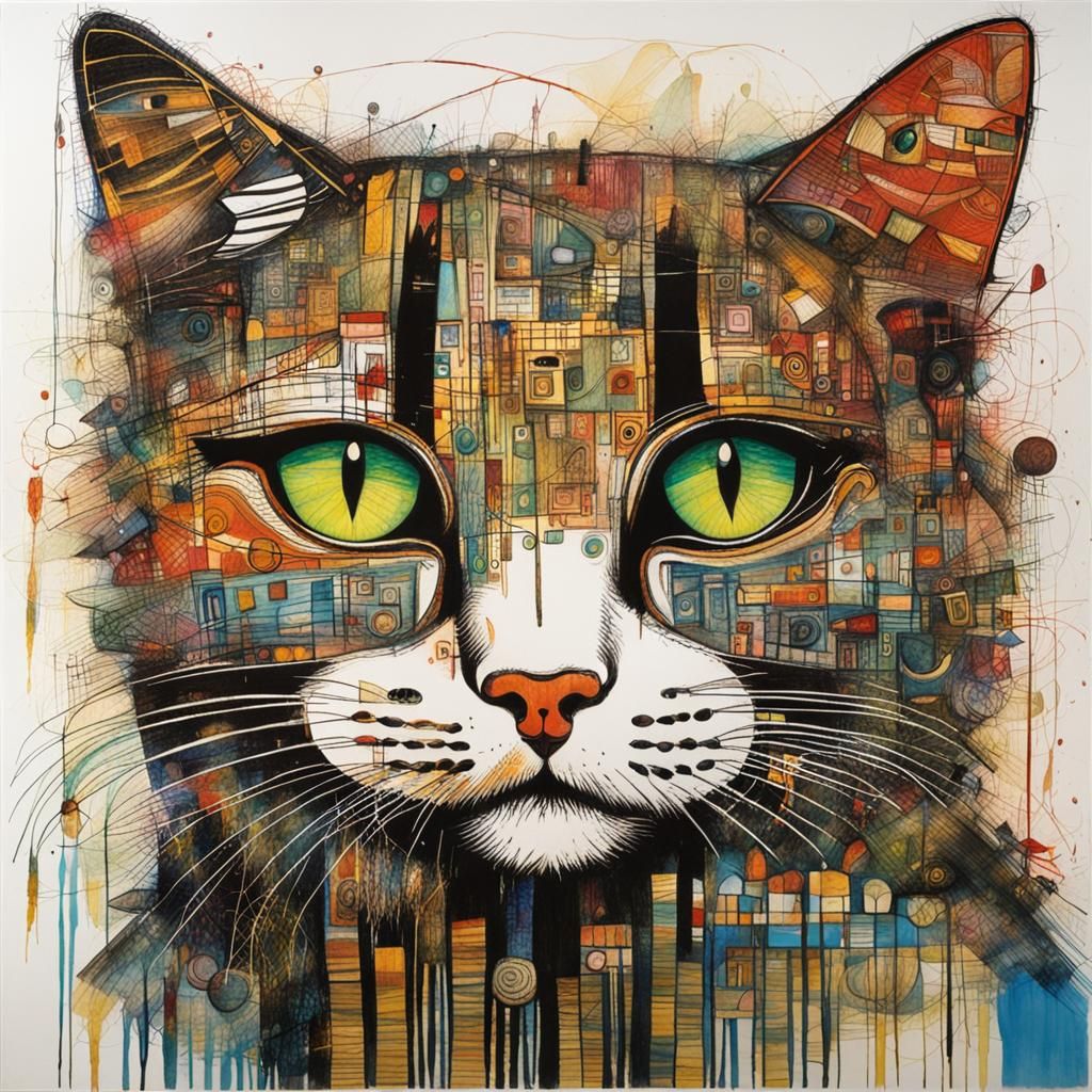 Cat Art Inspired by Hundertwasser and Griffiths