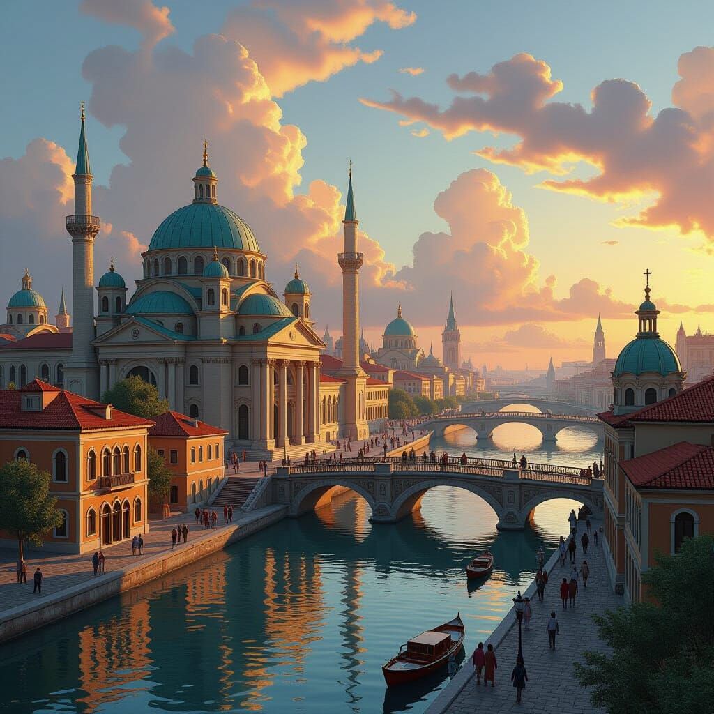Dreamlike Alexandria Cityscape Inspired by Fantasy Masters