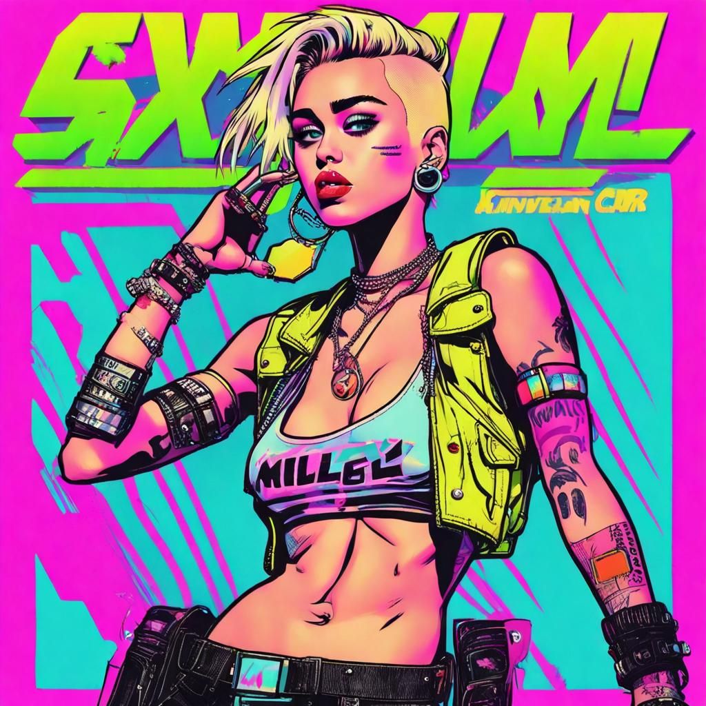 Tank Girl Inspired Character in Synthwave Style