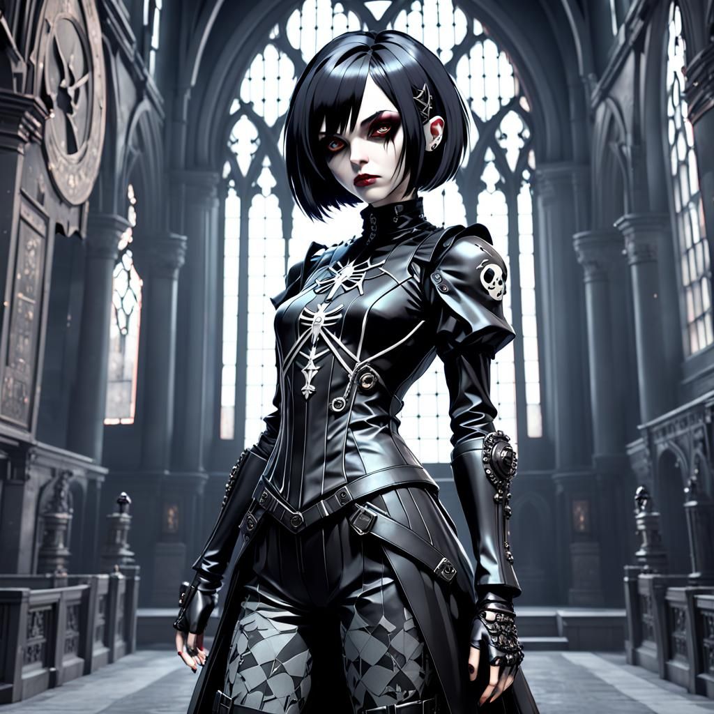 Dystopian Gothic Widow in Detailed Gothic Art