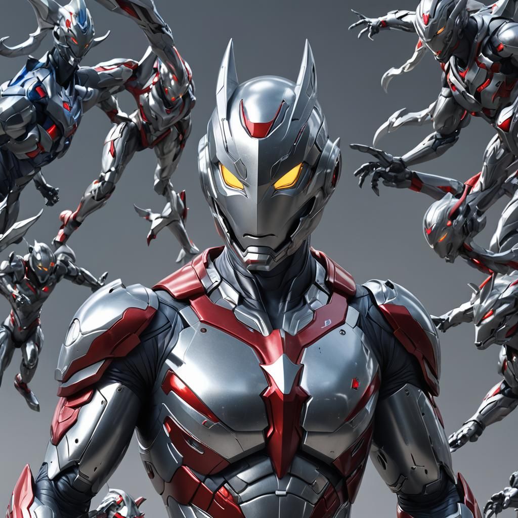Detailed 3D Anime Ultraman Concept Art